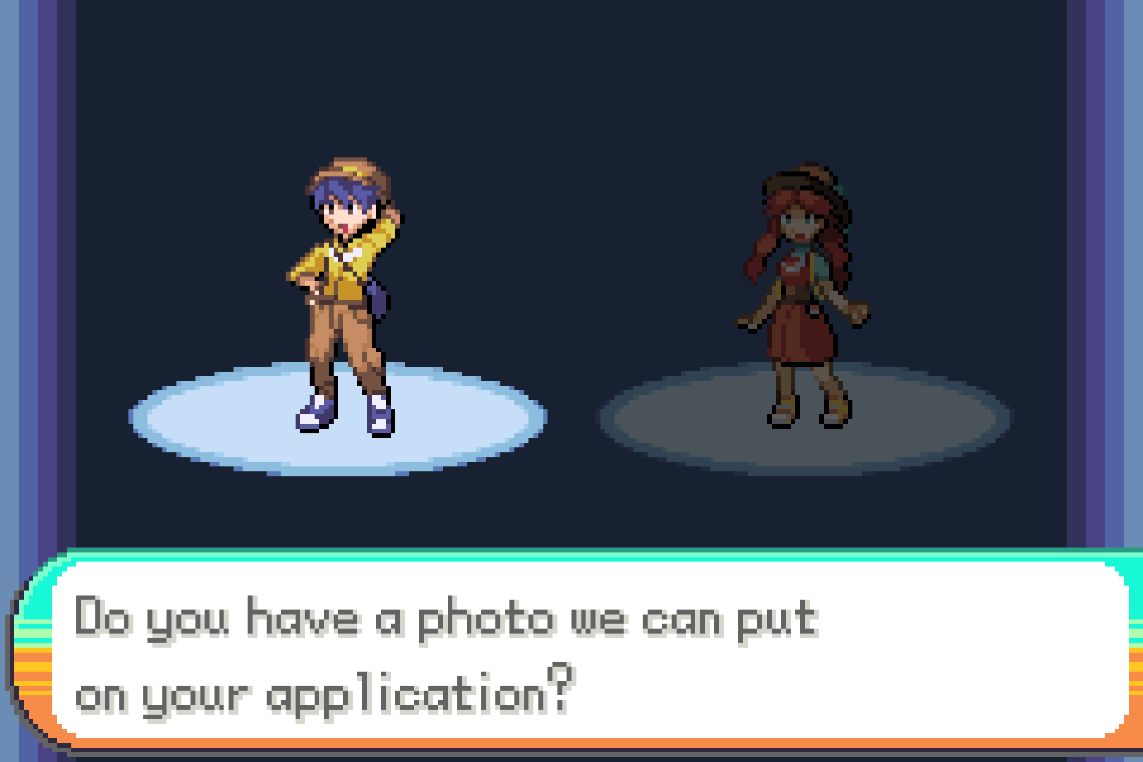 Boy trainer highlighted during the application-photo choice.